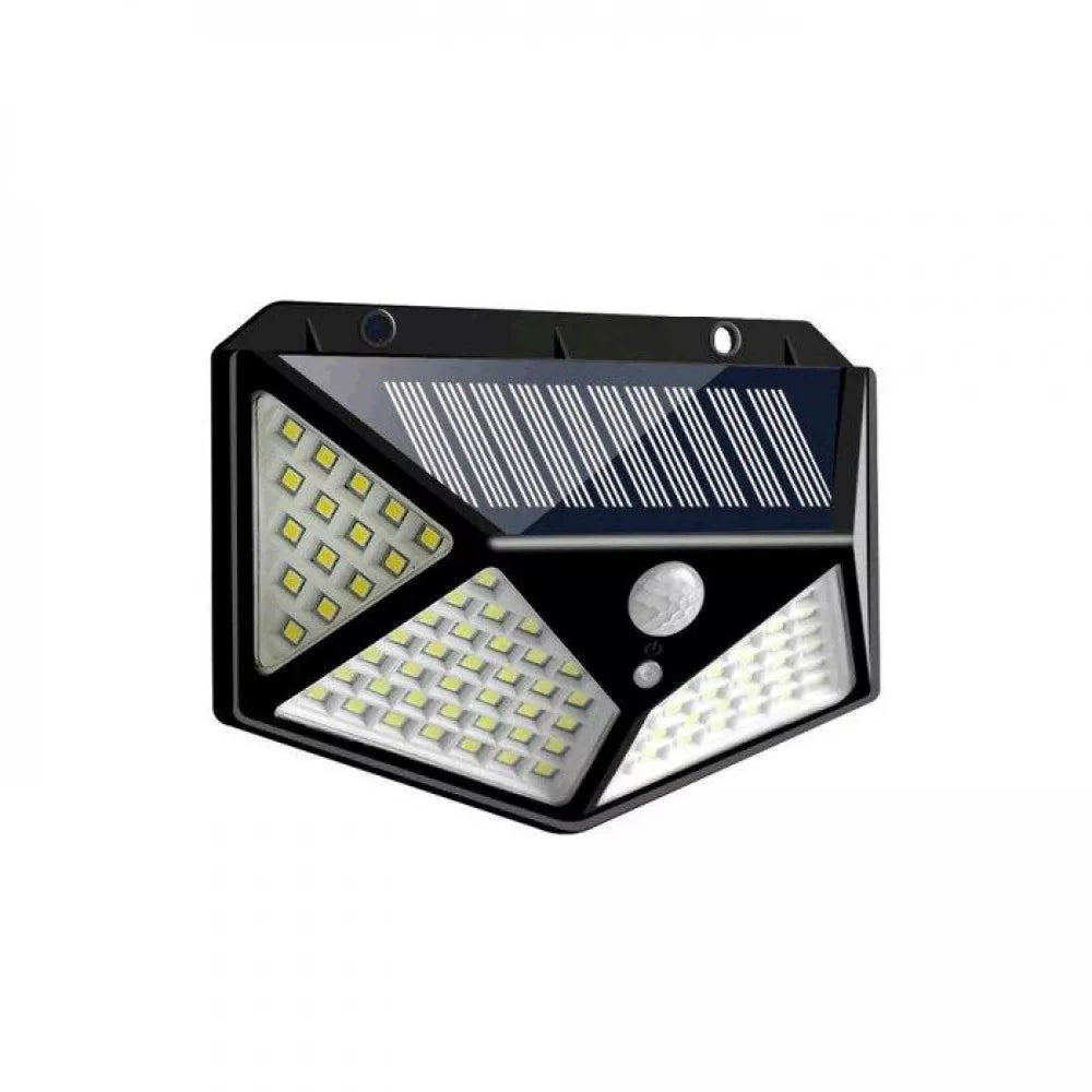 Lampă solară de perete cu 4 fețe, senzor de mișcare, 100 LED-uri, BK-100